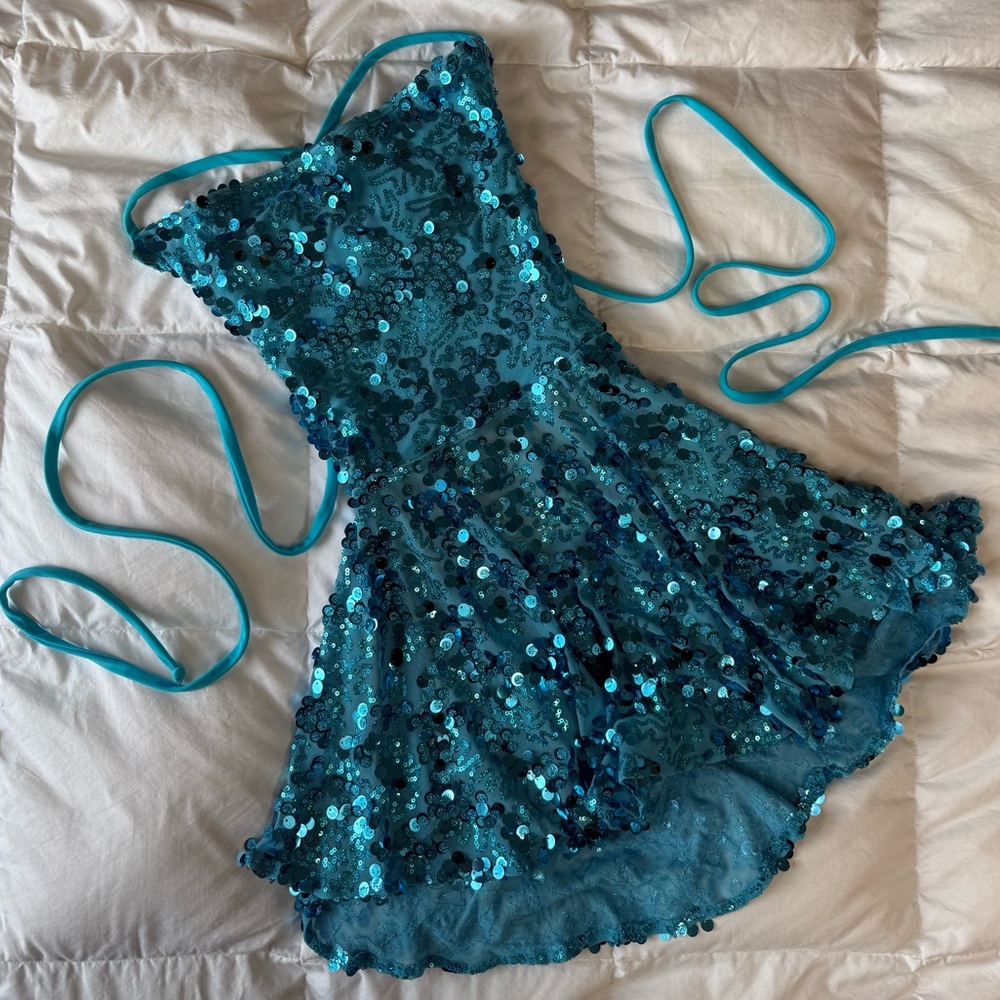 Tasteful Girl Earth Angel Sequin Blue Mini Rave Dress XS
